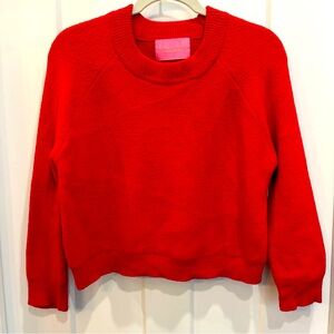 Azalea Wang Sweater Women’s Large Red Pull Over Cropped Long Sleeve
